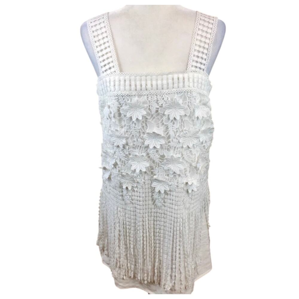 White Floral Crochet Mini Dress